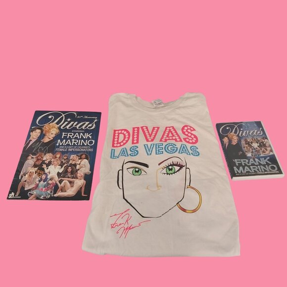 Frank Marino - Divas Other - Divas Las Vegas Frank Marino Lot Autographed DVD Book/Booklet Tee T shirt XL